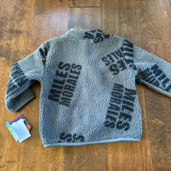 Spiderman Boys 12 Month Faux Sherpa Shacket Sweatshirt Zip Up Gray - Picture 4 of 4